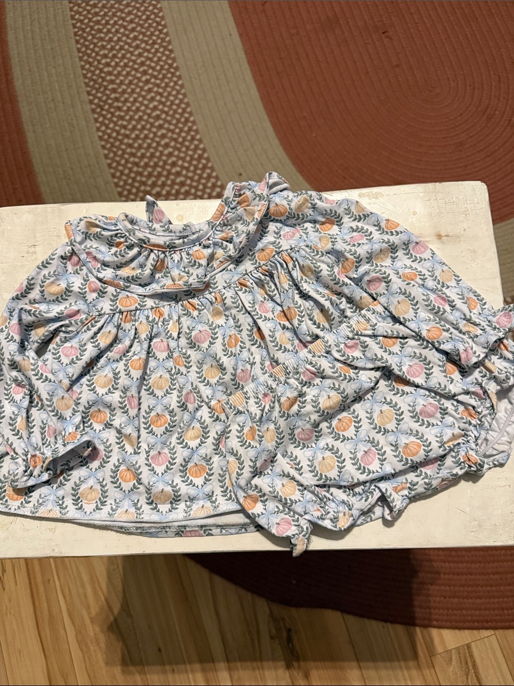Pumpkin Ruffle Long-Sleeve Top for Babies- Pink & Orange